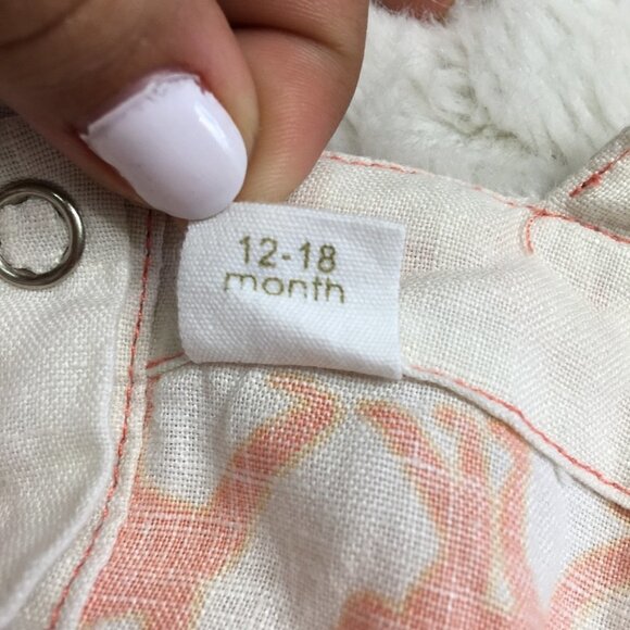 EGG Baby Girl Pink White 100% Linen Monkey Print Dress Size 12-18 Months - Picture 12 of 12